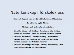 Naturkunskap i förskoleklass