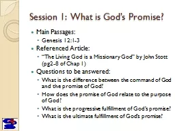 Session 1:  What is God’s Promise?
