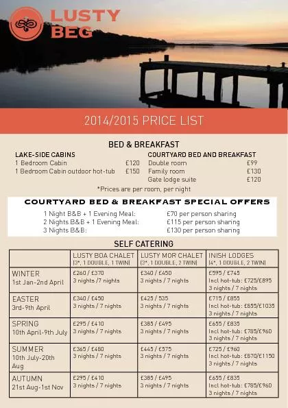 COURTYARD BED & BREAKFAST SPECIAL OFFERS