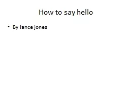 How to say hello