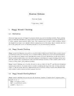 Runtime Defenses Nicholas Carlini  September   Baggy Bounds Checking