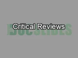 Critical Reviews