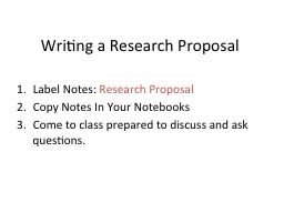 Writing a Research Proposal