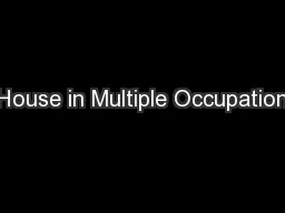 House in Multiple Occupation