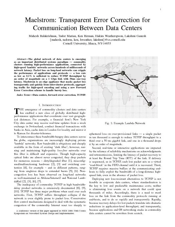 1Maelstrom:TransparentErrorCorrectionforCommunicationBetweenDataCenter