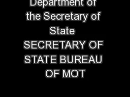 Department of the Secretary of State  SECRETARY OF STATE BUREAU OF MOT