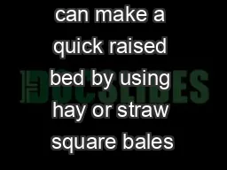 Gardeners can make a quick raised bed by using hay or straw square bales