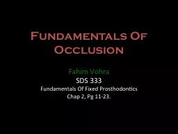 Fundamentals Of Occlusion