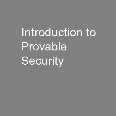 Introduction to Provable Security