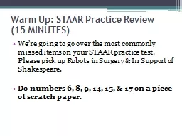 Warm Up: STAAR Practice Review