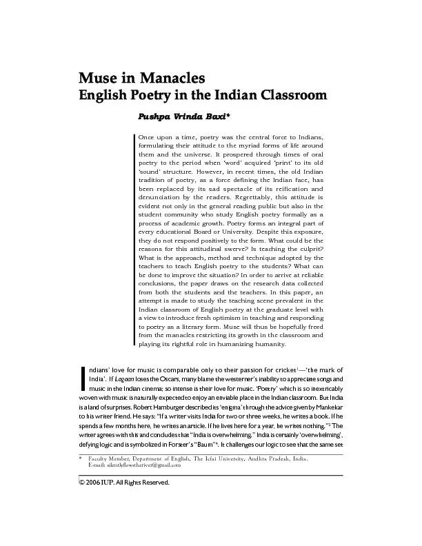 41Muse in Manacles: English Poetry in the Indian Classroomof people wh