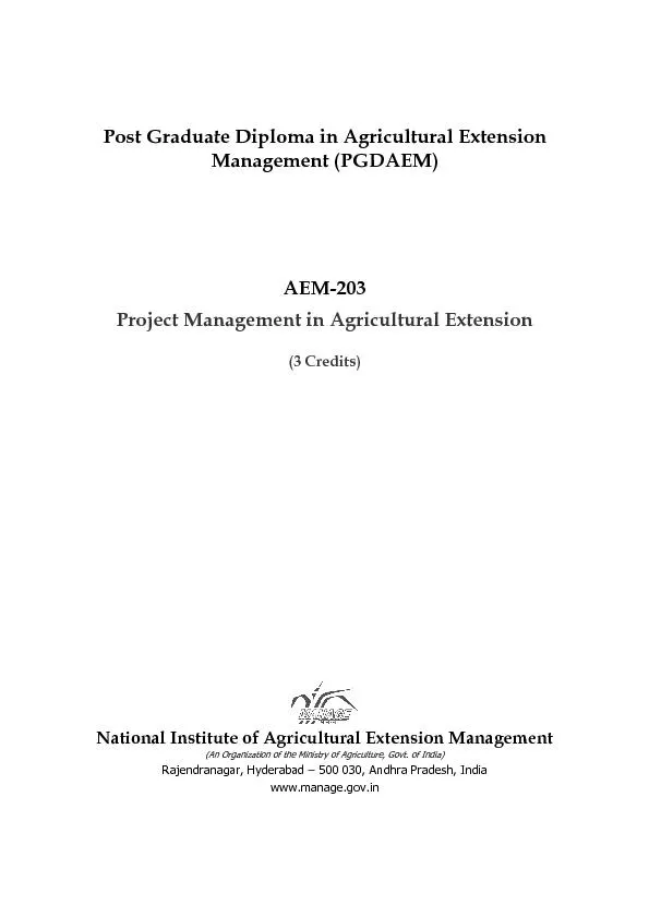 Course - 203Project Management in Agricultural Extension