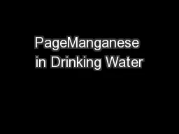 PageManganese in Drinking Water