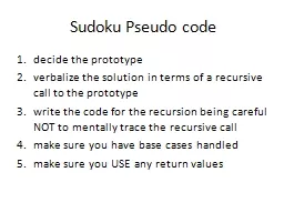 Sudoku Pseudo code