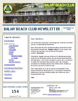 DECEMBER  ISSUE The Balmy Beach Club Phone