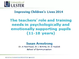 The teachers’ role and training needs in psychologically