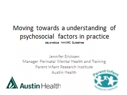 Moving towards a understanding of psychosocial factors in p