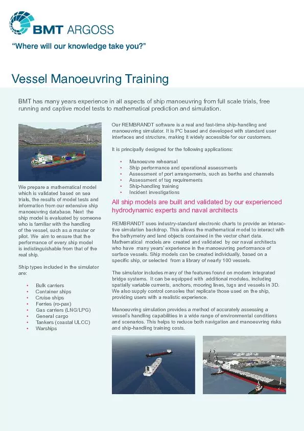 Vessel Manoeuvring Training
