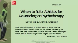 When to Refer Athletes for Counseling or Psychotherapy
