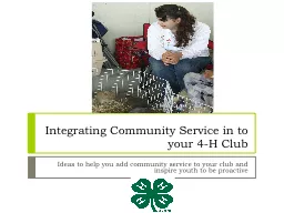 Integrating Community Service in to your 4-H Club
