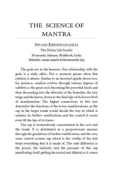 THE SCIENCE OF MANTRA