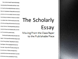 Moving From the Class Paper to the Publishable Piece