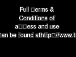 Full erms & Conditions of aess and use an be found athttp//www.ta