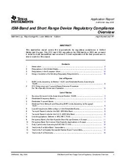 Application Report SWRA May  ISMBand and Short Range Device Regulatory Compliance Overview
