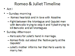 Romeo & Juliet Timeline