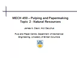 MECH 450 – Pulping and Papermaking