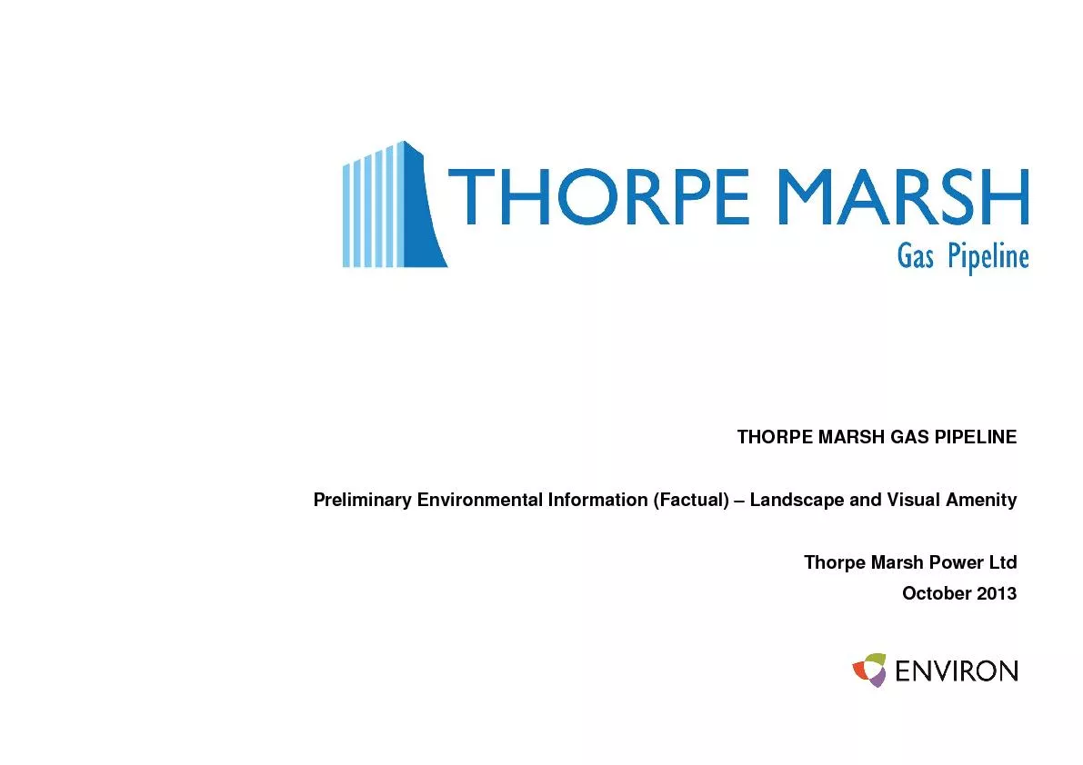 Thorpe Marsh Power LimitedThorpe Marsh Gas PipelinePreliminary Environ