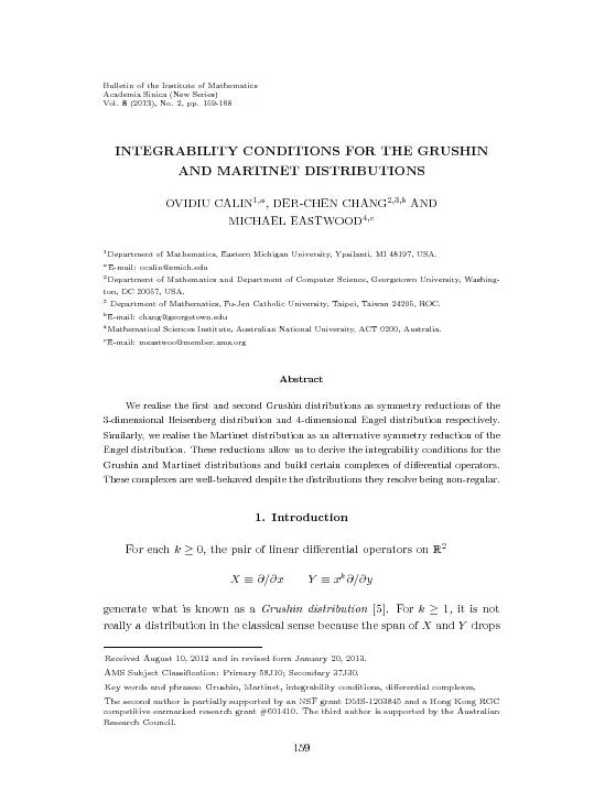 BulletinoftheInstituteofMathematicsAcademiaSinica(NewSeries)Vol.8(2013