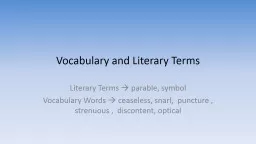 Vocabulary and Literary Terms