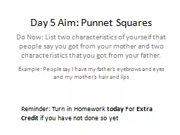 Day 5 Aim: Punnet Squares