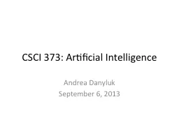 CSCI 373: Artificial Intelligence