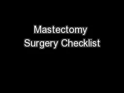Mastectomy Surgery Checklist