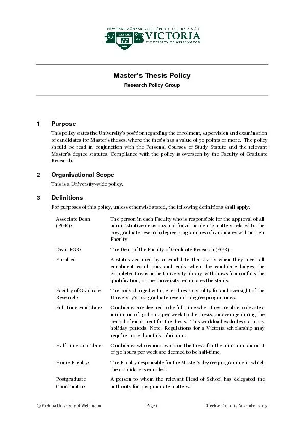Master’s Thesis Policy