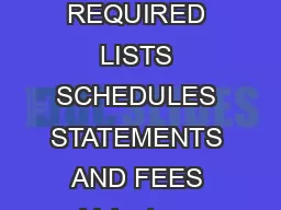 B Form   UNITED STATES BANKRUPTCY COURT REQUIRED LISTS SCHEDULES STATEMENTS AND FEES Voluntary