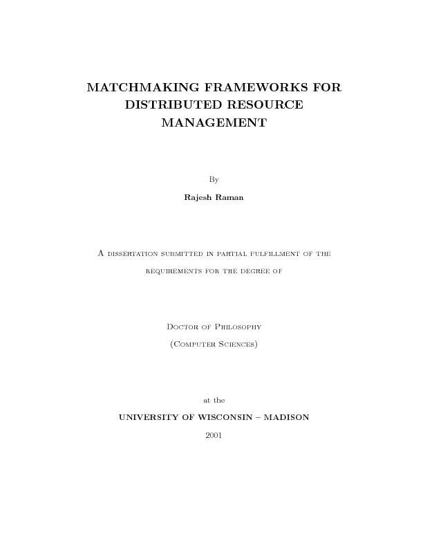 MATCHMAKINGFRAMEWORKSFORDISTRIBUTEDRESOURCEMANAGEMENTAdisse