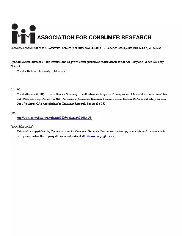 232Advances in Consumer ResearchVolume 31, 