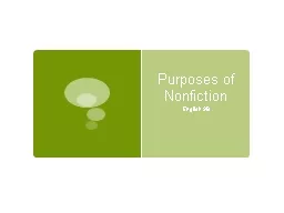 Purposes of Nonfiction