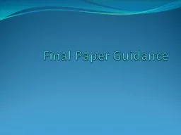 Final Paper Guidance