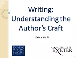 Writing: Understanding the Author’s Craft