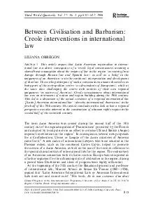 Between Civilisation and Barbarism Creole interventions in international law LILIANA OBREGO