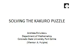 SOLVING THE KAKURO PUZZLE