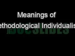 Meanings of Methodological Individualism