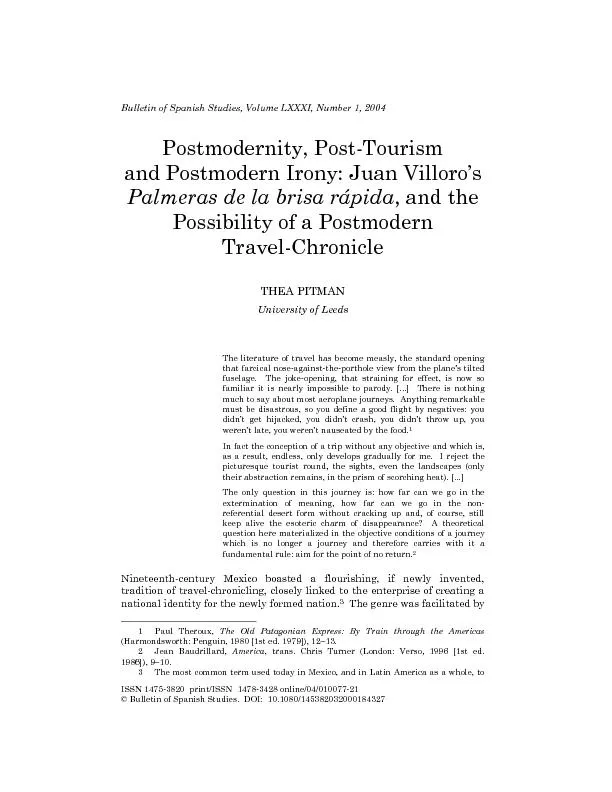 Bulletin of Spanish Studies, Volume LXXXI, Number 1, 2004 ISSN 1475-38