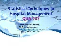 Statistical Techniques in Hospital Management