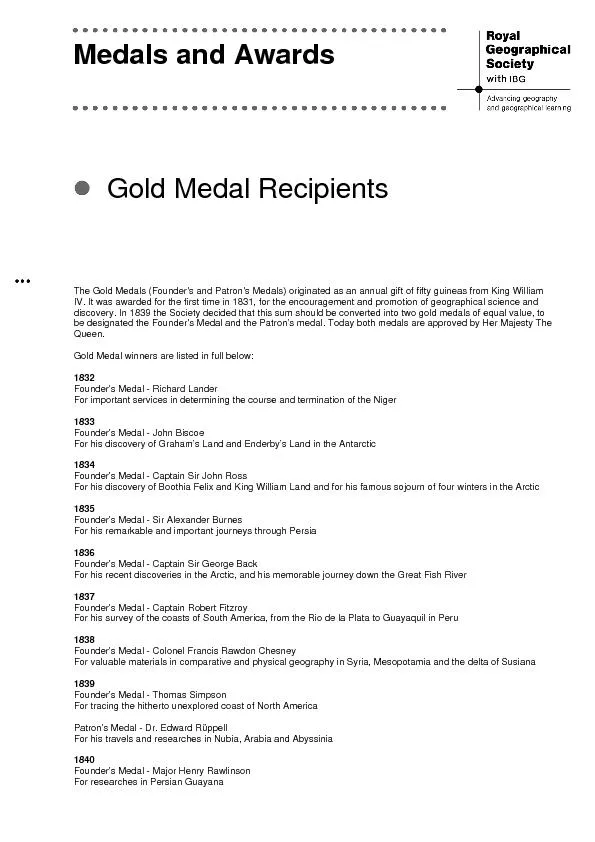 The Gold Medals (Founder