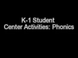 K-1 Student Center Activities: Phonics